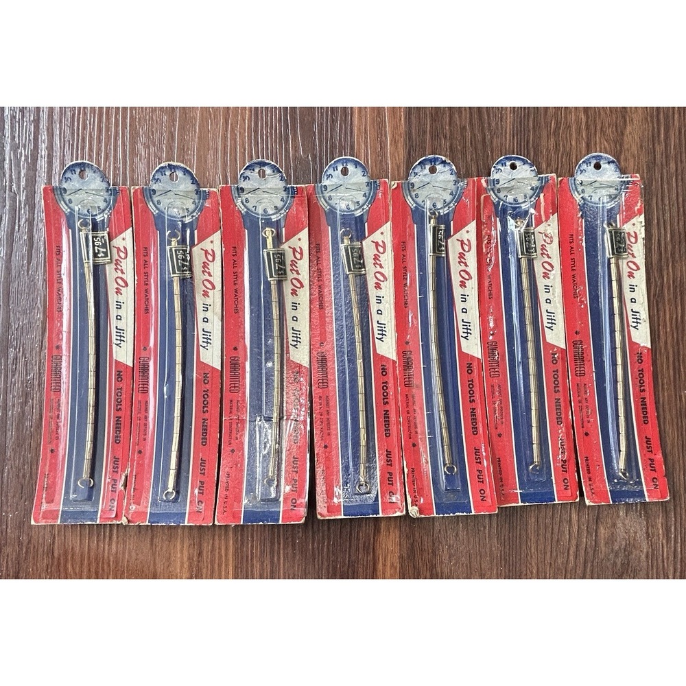Vintage "Put On in a Jiffy" watch band Gold‎ Tone NOS Count Of 7